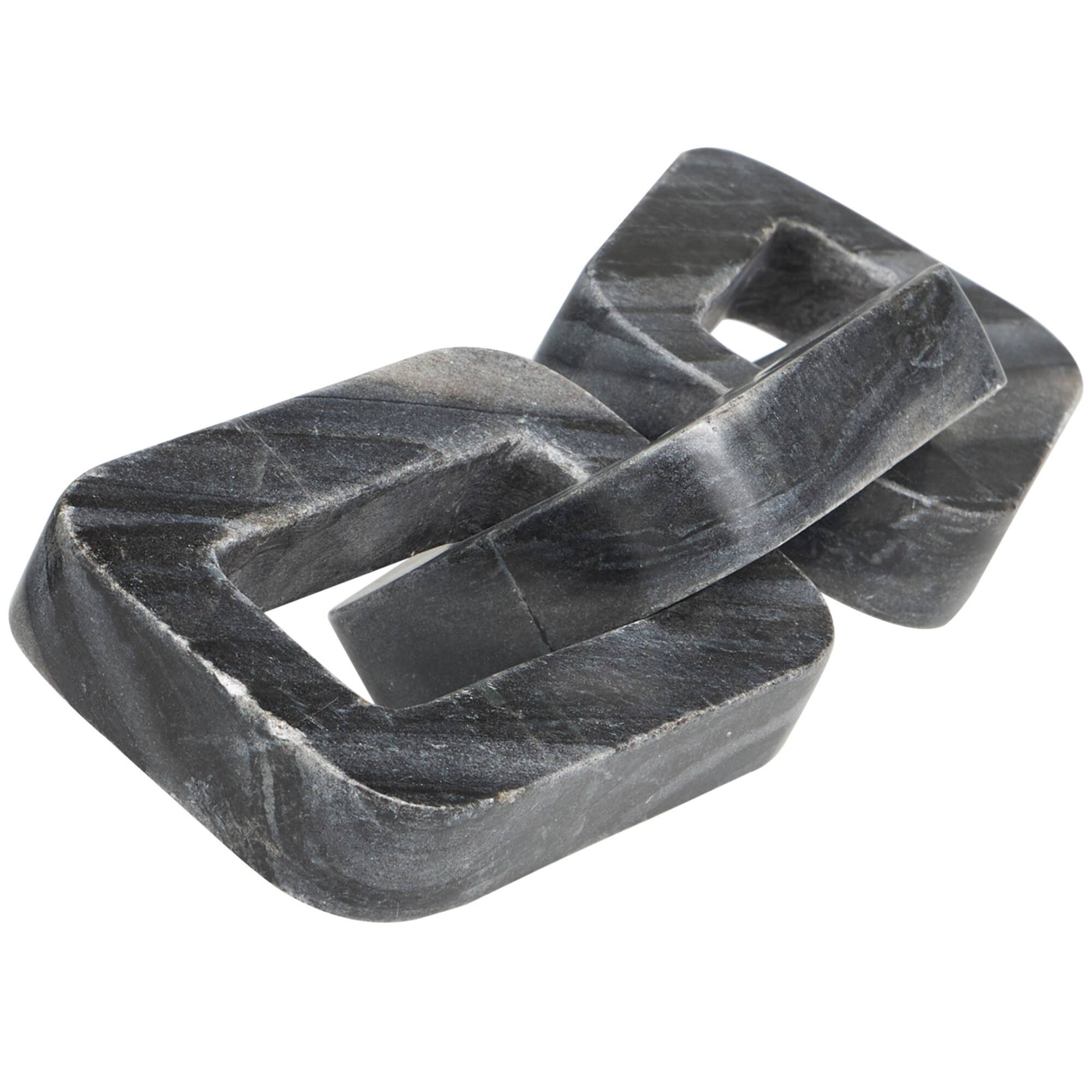 14" Gray Marble Chain Geometric 3-Link Sculpture